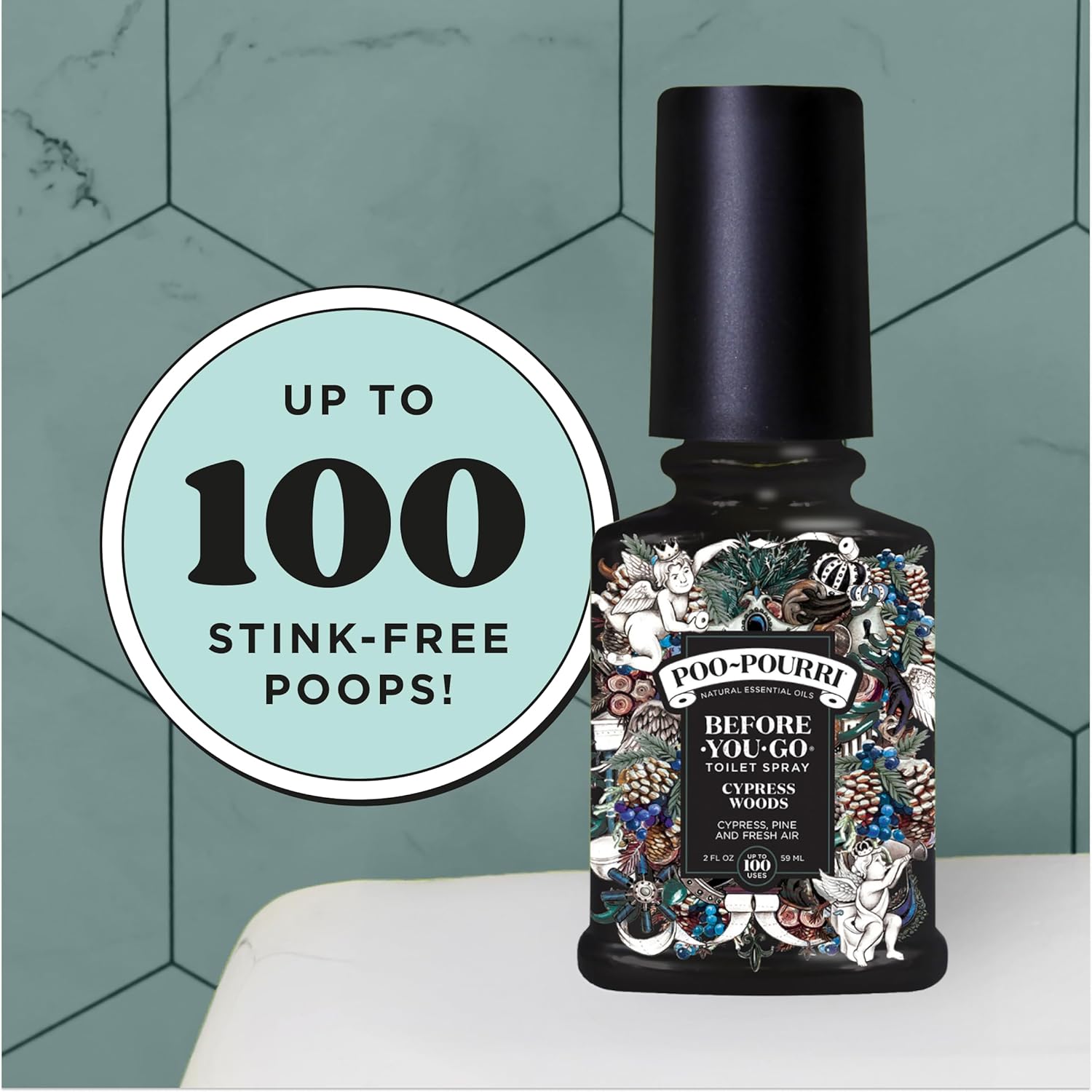 Poo-Pourri Before-You-Go Toilet Spray - Cypress Woods Scent, 2 Fl Oz | Freshen Your Bathroom Experience