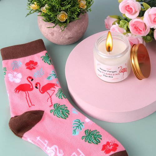 Flamingo Gifts for Women Best Funny Pink Gift for Flamingo Lovers Including Tumbler Mug Makeup Bag Keychain Socks Notepad Candle Earring Brecelet for Birthday Christmas Mothers Day