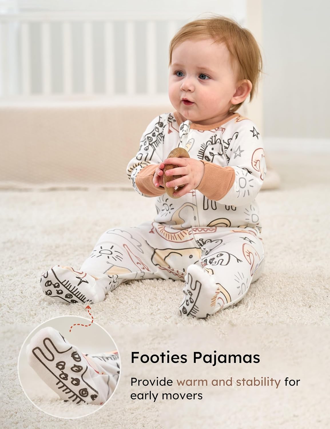 Yoofoss Baby Pajamas - 100% Organic Cotton Sleepers for Newborns | 3-Piece Footed PJs Set