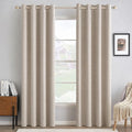 MIULEE 100% Blackout Linen Textured Curtains - Thermal Insulated Room Darkening Drapes | 52 x 96 Inch (2 Panels)