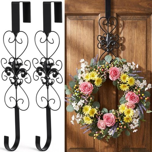 Heavy Duty Metal Wreath Hanger by [Brand Name] - Elegant 15.5 Inch Door Hook for Easter & Christmas Decor | Black