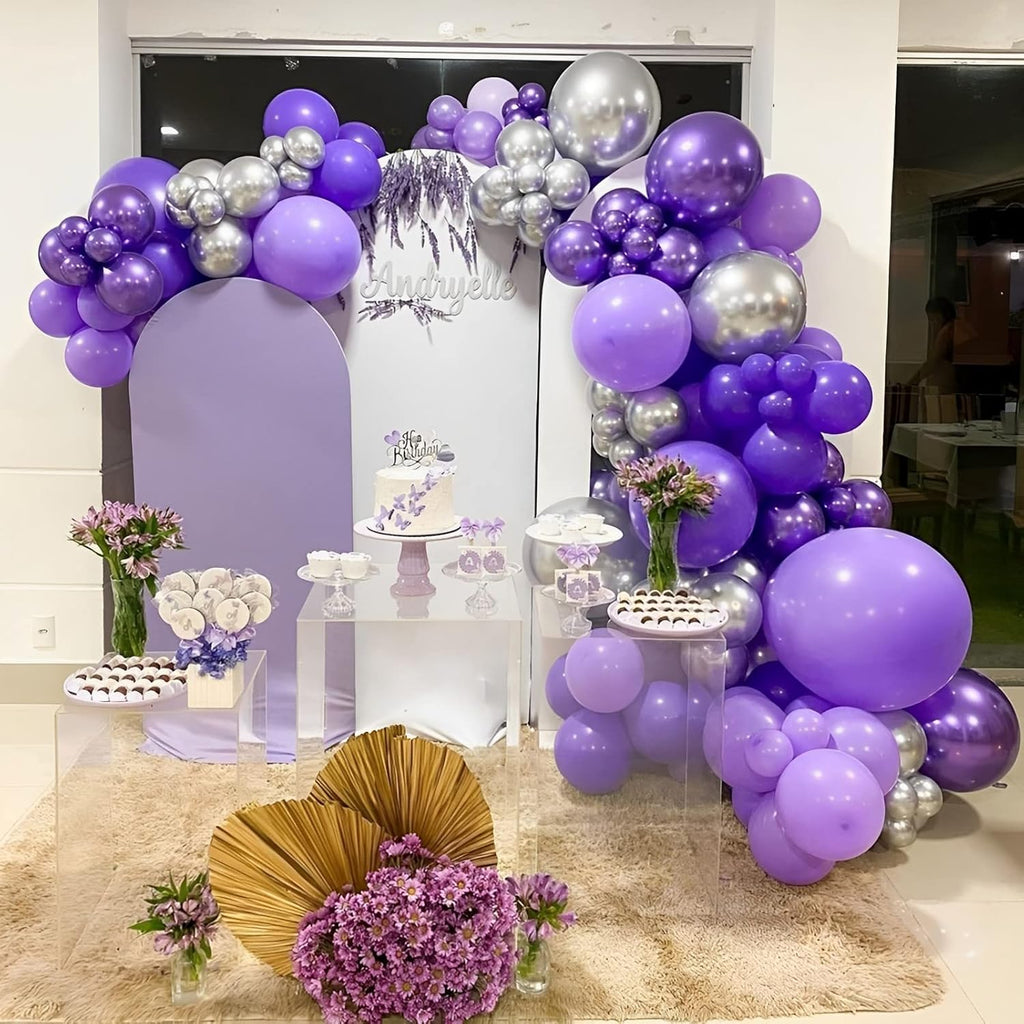 Voircoloria 105pcs Purple Balloons - 12-Inch Latex Party Balloons for Birthdays, Weddings & Events