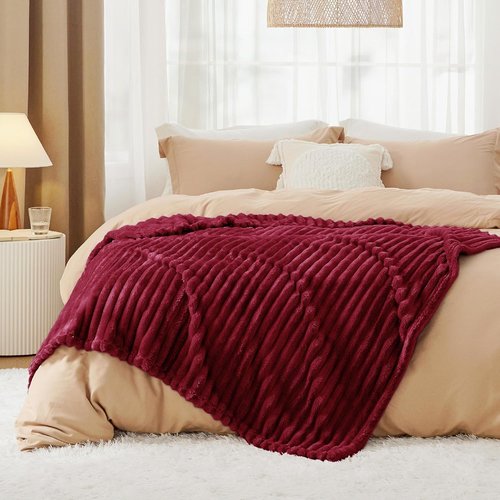 Bedsure GentleSoft Red Fleece Blanket - Cozy, Soft Throw for Couch | Perfect 60x80 Inches Size