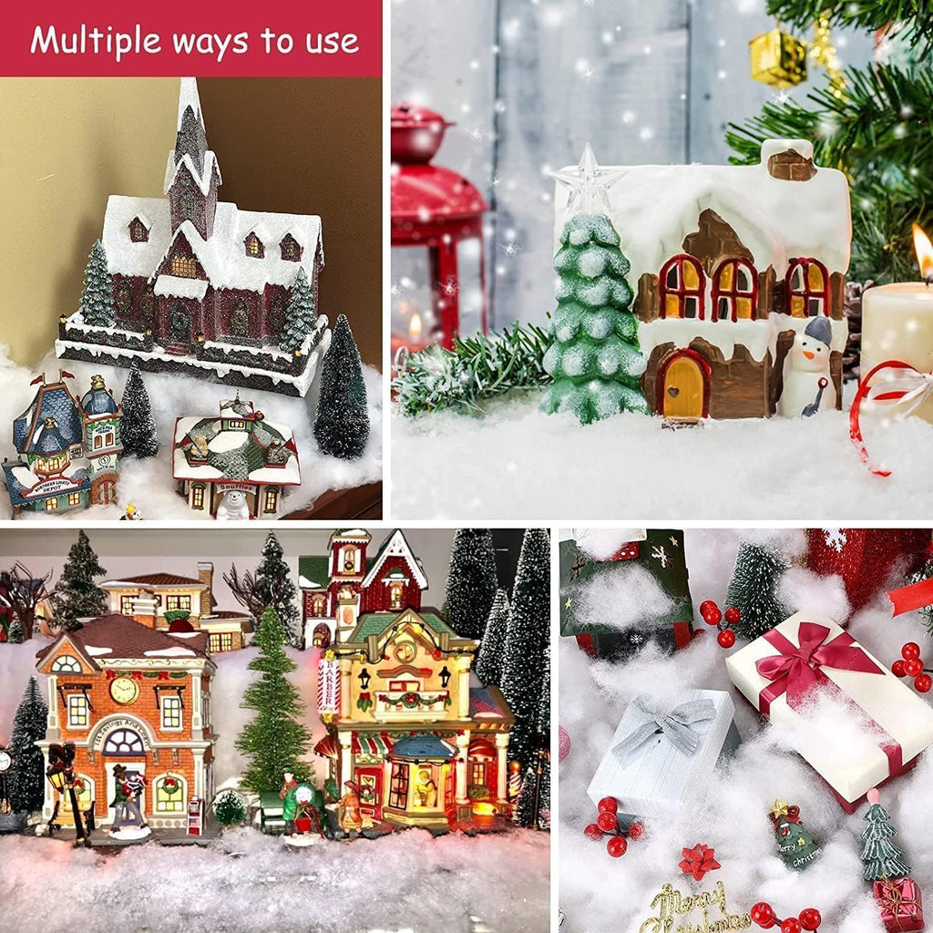 Skiennix Fake Snow Decor - Fluffy White Cotton Wool for Christmas Tree & Holiday Mantle