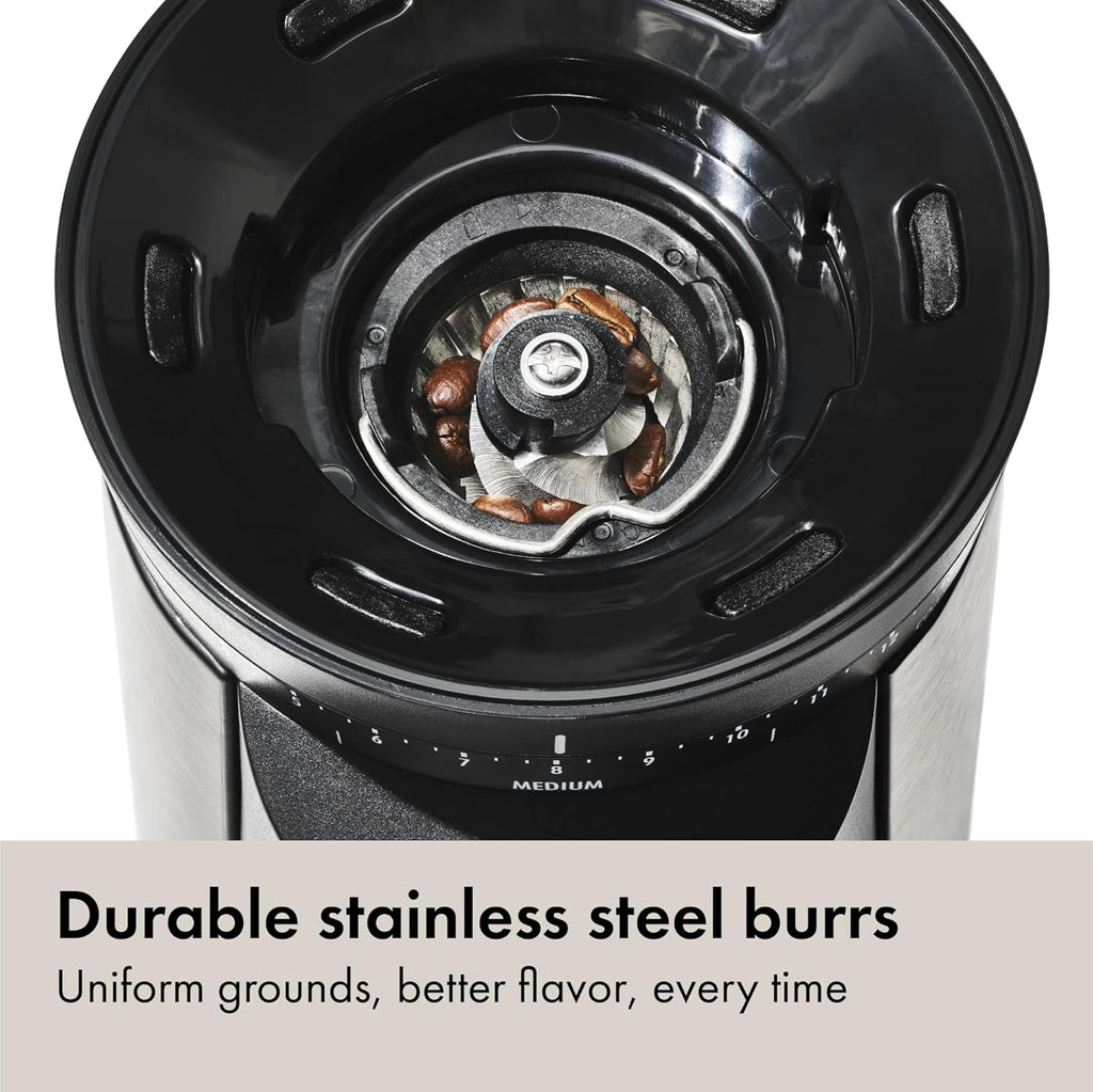 OXO Brew Conical Burr Coffee Grinder - One-Touch Automatic Grind, Silver Stainless Steel Design