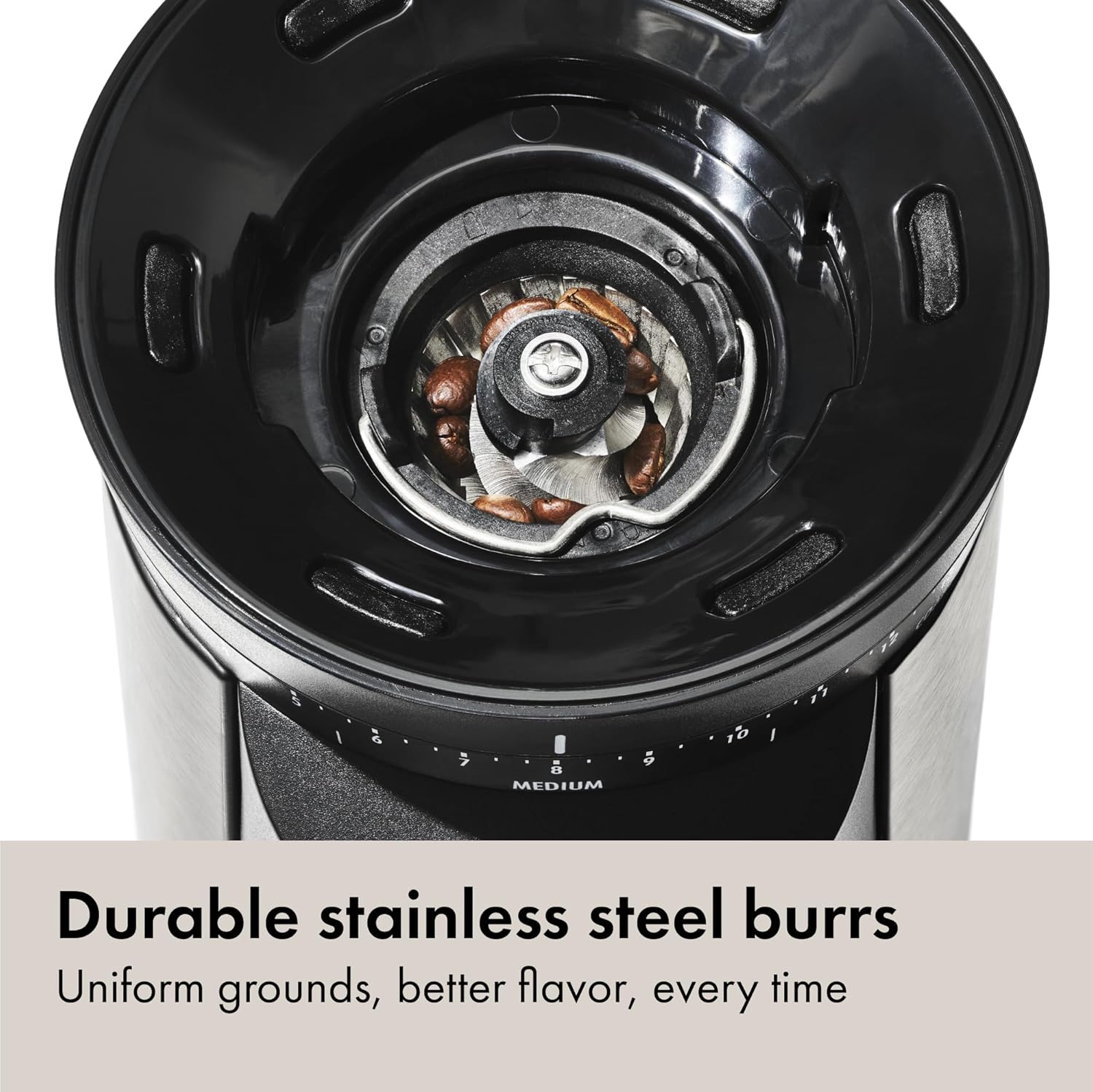 OXO Brew Conical Burr Coffee Grinder - One-Touch Automatic Grind, Silver Stainless Steel Design