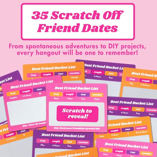 Best Friend Bucket List | 35 Scratch-Off Cards - Fun Adventure Ideas for BFFs - Perfect Friendship Gift