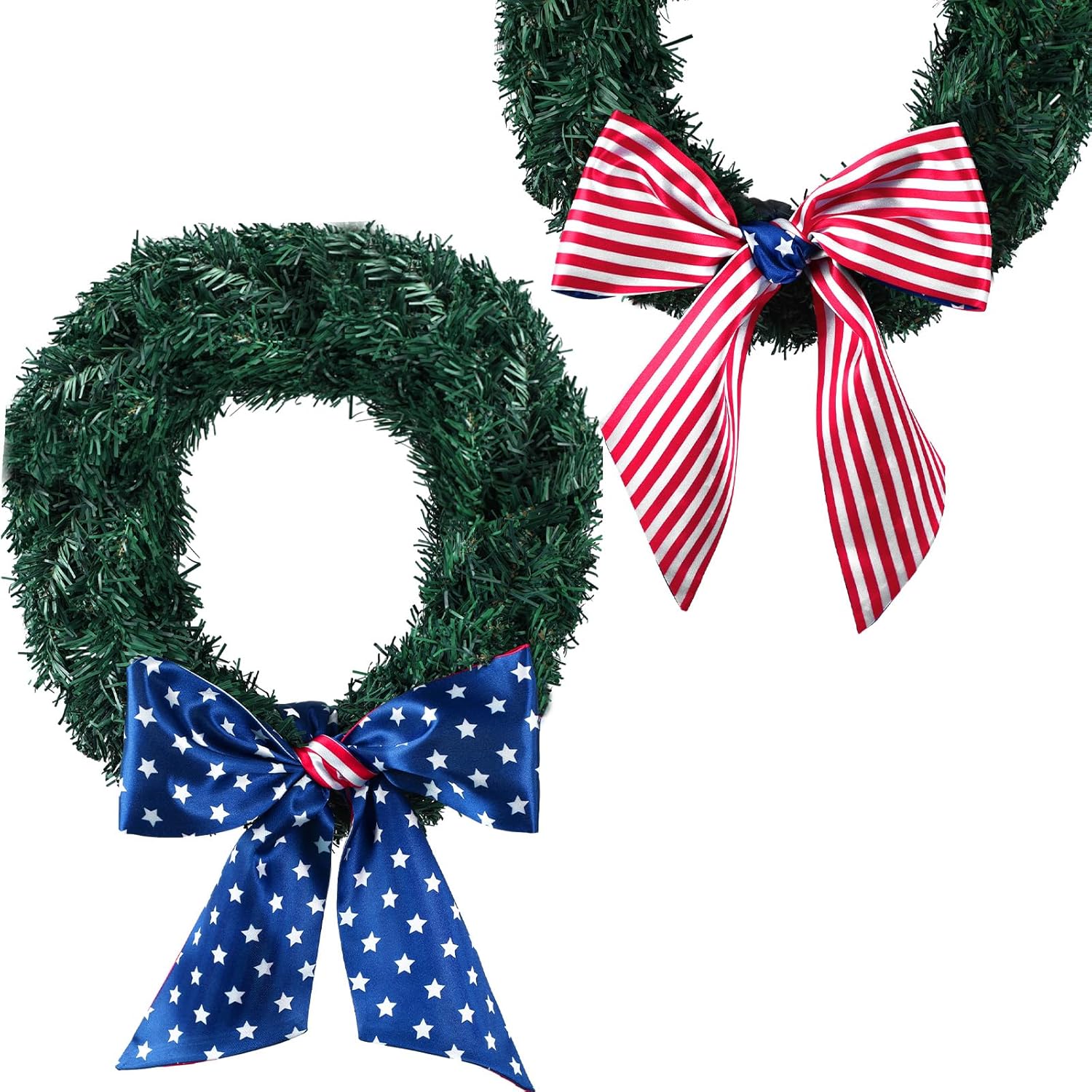 Skiennix Patriotic 4th of July Sash - Reversible Wreath Scarf Decor for Home & Porch | 2 Pcs Set