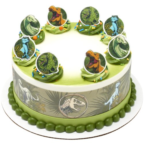 DecoPac Jurassic World Cupcake Rings, 24 Dinosaur Cupcake Decorations For Birthday, Party, Celebrations- 24 Pack