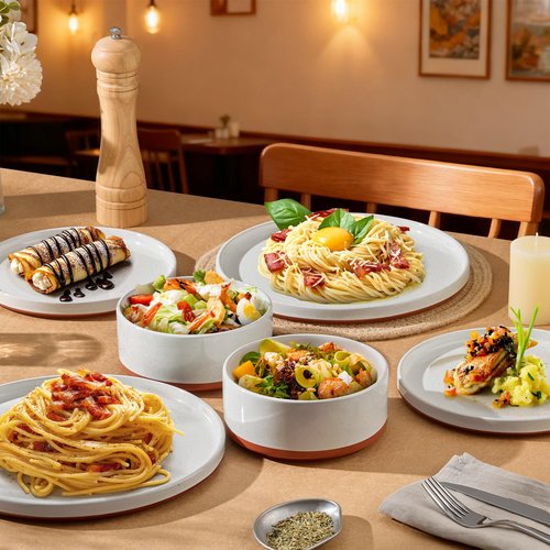 LIANYU 24 Pieces Porcelain Dinnerware Sets, Premium Plates and Bowls Set, High-Fired Ceramic Dishes Set for 8, Chip & Scratch Resistant, Microwave Dishwasher Safe, White