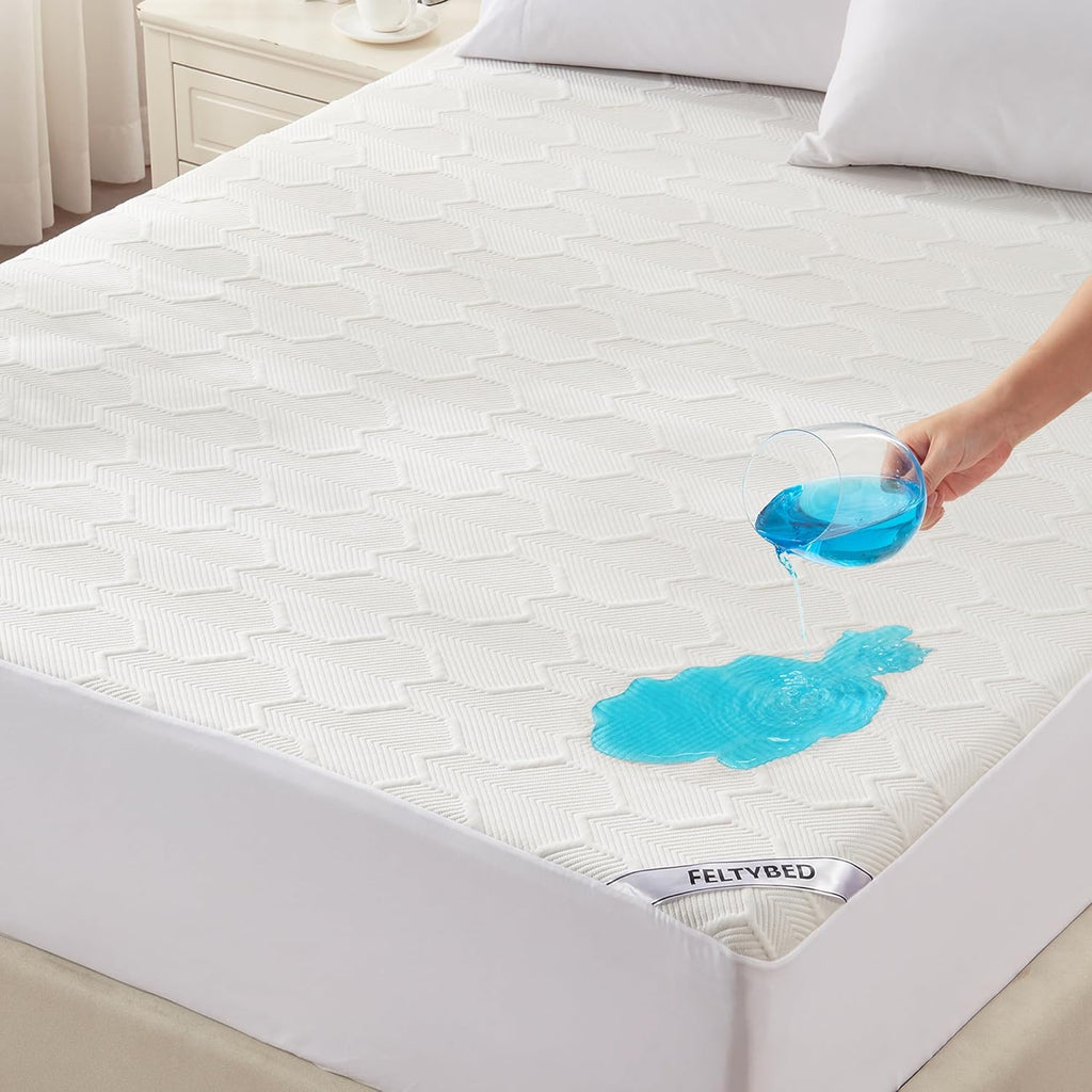 Skiennix Twin Size Waterproof Mattress Protector - Bamboo Cooling Pad with Deep Pocket | Breathable & Machine Washable