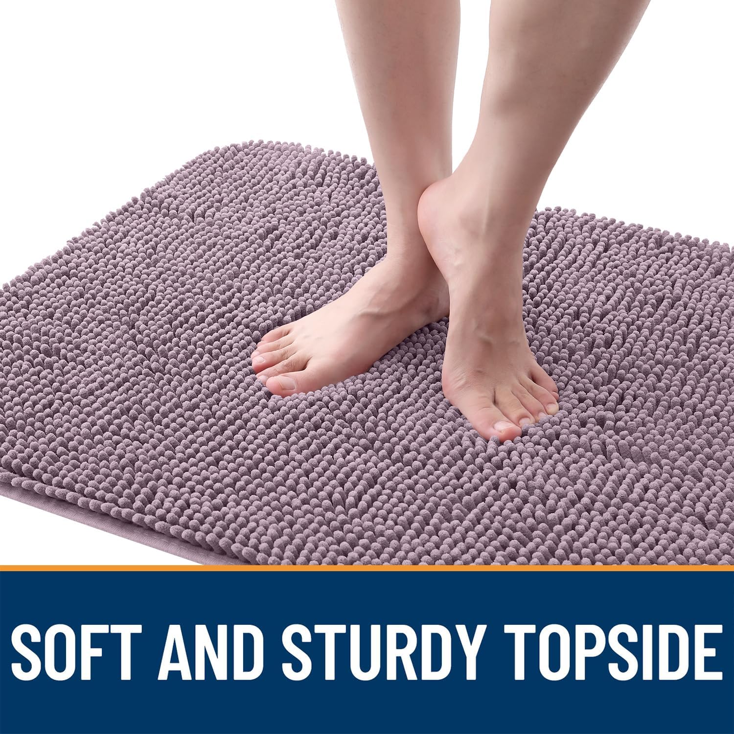 OLANLY Dog Door Mat - Absorbent Non-Slip Chenille Mat for Muddy Paws | 50x30 Deep Plum Color