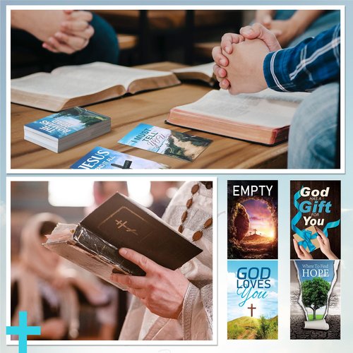 Motiskyy 240 Pcs Gospel Tract Card 12 Styles Plan of Salvation Card Pocket Holy Postcard Christian Inspirational Bible Verse Bookmark for Christian Gift Women Men Ministering Tool (Inspiration)