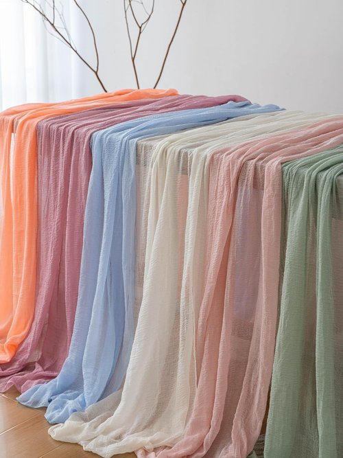 Keketoarrange Pink Cheesecloth Table Runner - 120 Inch Rustic Boho Decor for Weddings & Parties