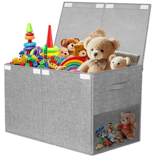 Fineonly Large Toy Box Chest with Lid, Kids Toy Storage Organizer for Boys Girls, Big Toy Bin Basket Extra Large Toy Storage Box for Living Room Playroom Nursery 25"x13"x16"