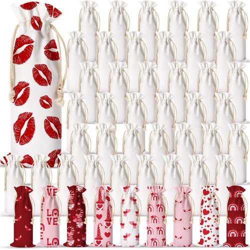Shappy Sublimation Wine Bag Canvas Wine Bags with Drawstrings Blank Wine Bags Reusable for DIY Wedding Nurse Graduation Physician Assistant Gifts Birthday Anniversary Present Law Student(50 Pieces)