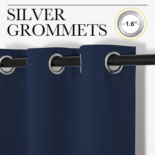 NICETOWN Navy Blackout Curtains - Thermal Insulated Room Darkening Drapes | 120" Long, Set of 2