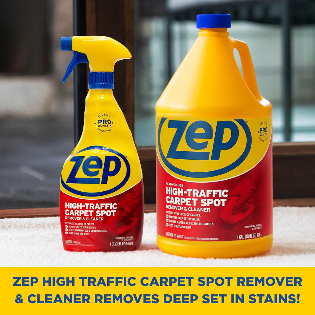 Zep High Traffic Carpet Cleaner - Deep Stain Removal Formula - 1 Gallon for Revitalizing Carpets