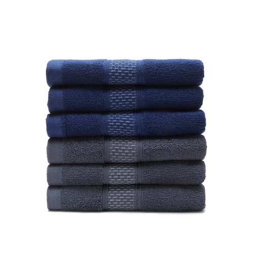 Weierduosi Cotton Hand Towels Set, 6-Piece Set(14in x 29.5in), Super Absorbent Quick Drying,Soft,Bathroom Towels,Suitable for Gyms,Kitchen,Gift(Dark Grey,Dark Blue)