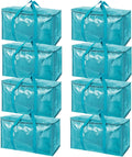 TICONN Extra Large Moving Bags - Heavy Duty with Zippers & Handles | Durable Storage Solution (8 Pack, Aqua)