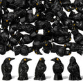 Skiennix Miniature Crows Decor - 50 Pcs Black Raven Resin Figurines for Spooky Holiday Scenes