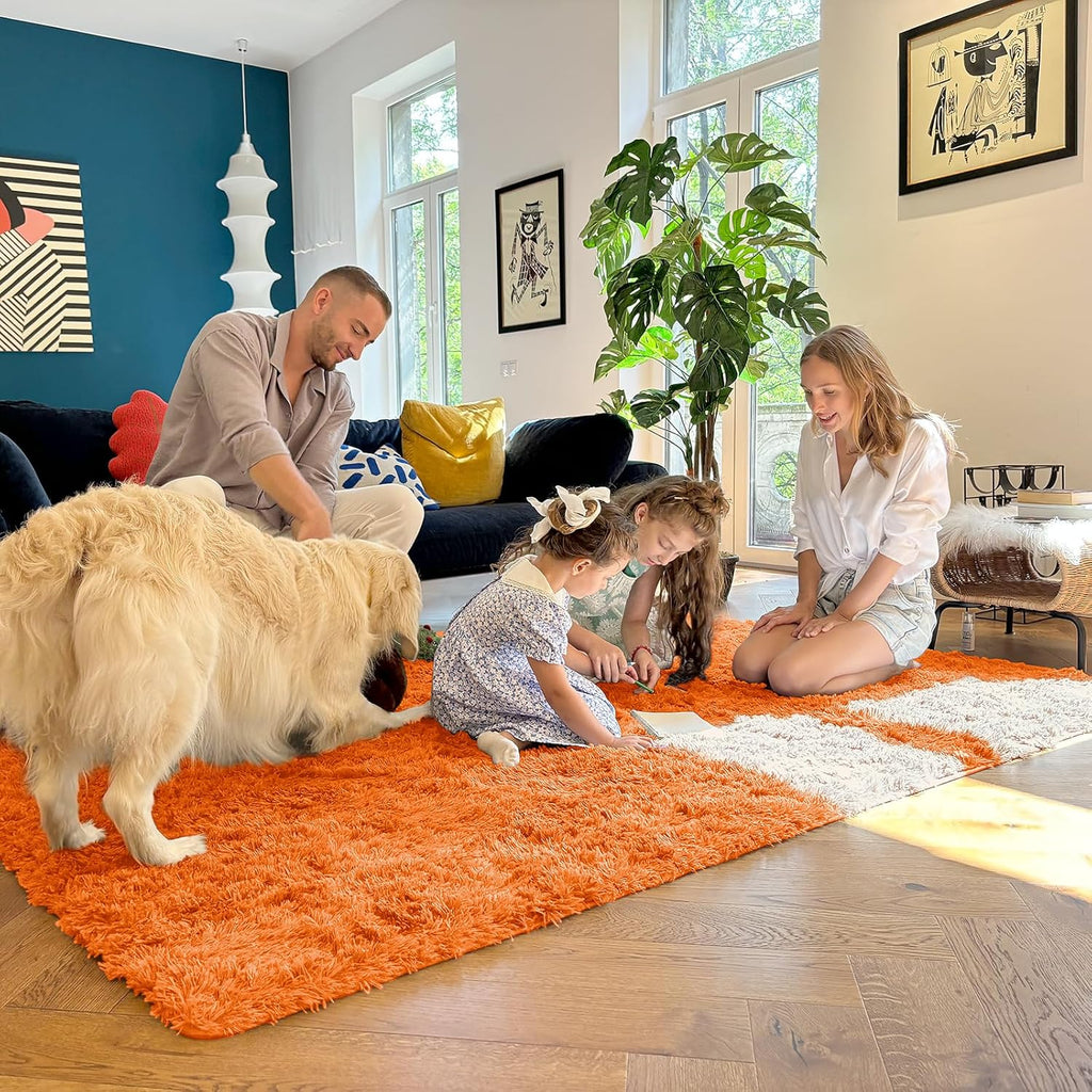 OLANLY Runner Rugs - Soft, Machine Washable Shaggy Design for Hallway & Bedroom | Orange 2x5 ft