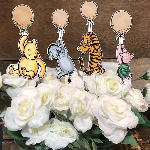 16Pcs Classic Winnie Centerpieces for Baby Shower Decorations Table Signs for Baby Shower Birthday Party Decorations