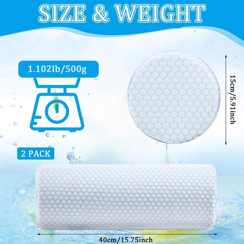 Novabright 2 Pack Cooling Neck Roll Pillow for Pain Relief Memory Foam Round Cylinder Bolster Cervical Round Support Pillow with Washable Breathable Cover for Sleeping(15.8 x 6 Inch)