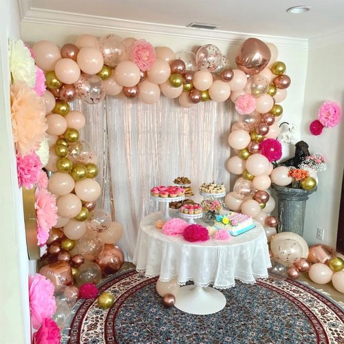 Blush Rose Gold Balloon Garland Kit - 119 Pieces of Peach Pink & Metallic Rose Gold for Birthday & Wedding Decor