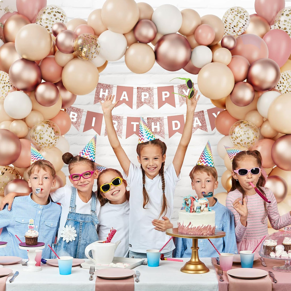RUBFAC Balloon Garland Kit - 130pcs Blush Pink, Dusty Pink & Rose Gold for Birthday & Baby Shower Decor