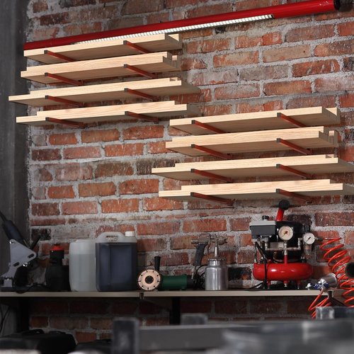 NANANARDOSO Wall Mount Wood Organizer - Heavy Duty Metal Shelf with 4-Level Lumber Racks | 4 Pack