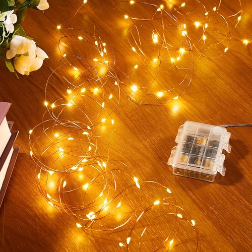 Ariceleo LED Outdoor String Lights - 65.6 Ft Battery Operated with Remote & Timer | Waterproof Warm White Fairy Lights for Weddings, Parties, and More