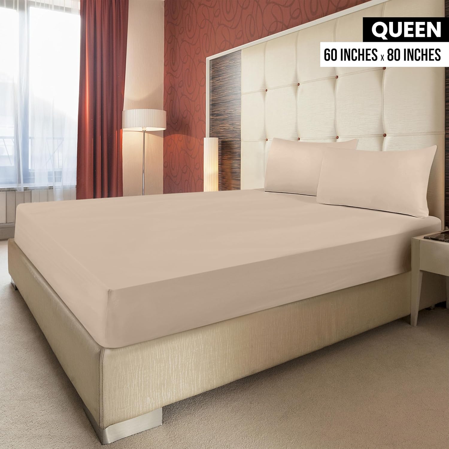 Utopia Bedding Queen Fitted Sheets - Soft Brushed Microfiber | Deep Pocket Design, Easy Care (Beige, 2-Pack)