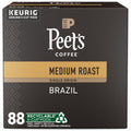 Peet's Coffee Medium Roast K-Cup Pods - 100% Arabica Single Origin Brazil, 88 Count (4 Boxes)