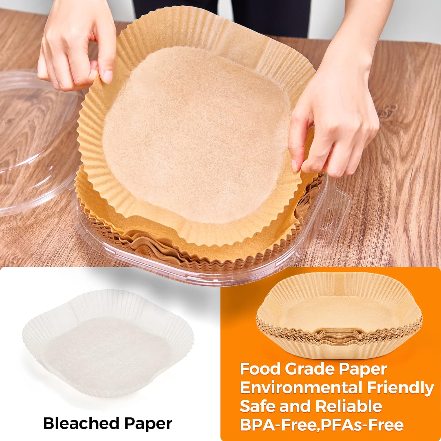 Unbleached Parchment Paper Liners - 250 Pcs 9" Square Disposable Air Fryer Liners | Non-Stick & Leakproof