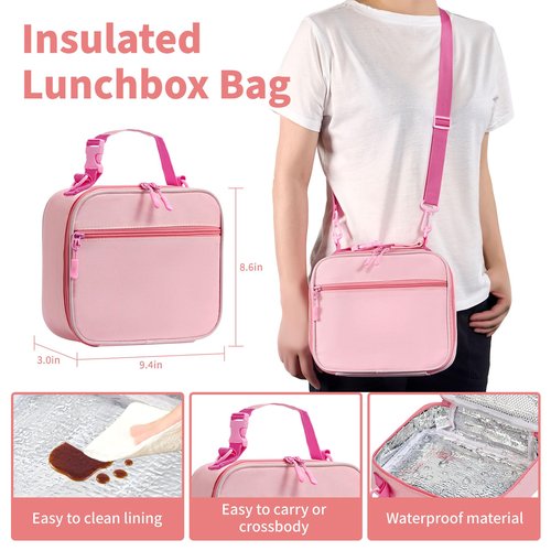 FAJSL Bento Box for Kids with Thermo Food Container (9oz), 4-Compartment Lunch Box, Adjustable Divider, Leakproof Bento Lunch Box, Includes Utensils & Carry Bag for School, Office(White-Horse)