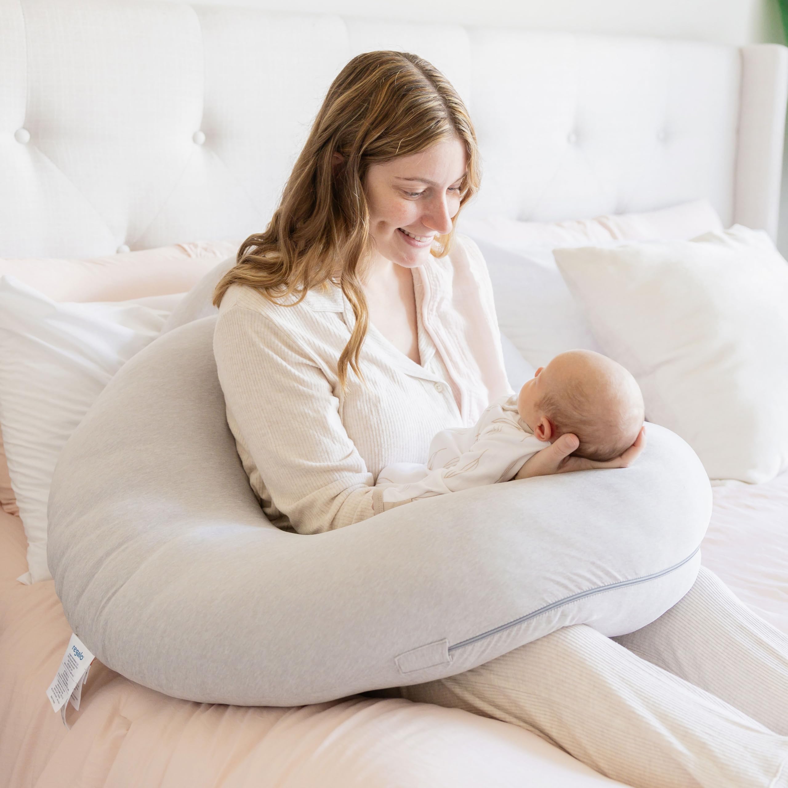 Regalo C Shaped Pregnancy Pillow for Sleeping, Full Body Maternity Pillow with Removable Cover, Support for Back, Belly, Hips & Legs, Body Pillow for Side Sleepers, Gray