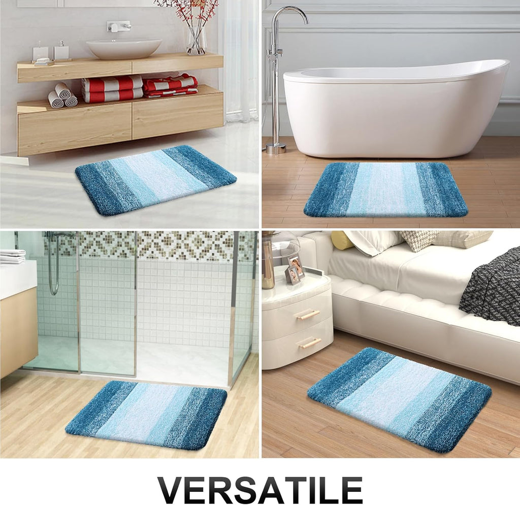 OLANLY Bathroom Runner Rug - Extra Soft Microfiber Mat with Rubber Backing | Quick Dry, Washable, 47x24, Peacock Blue