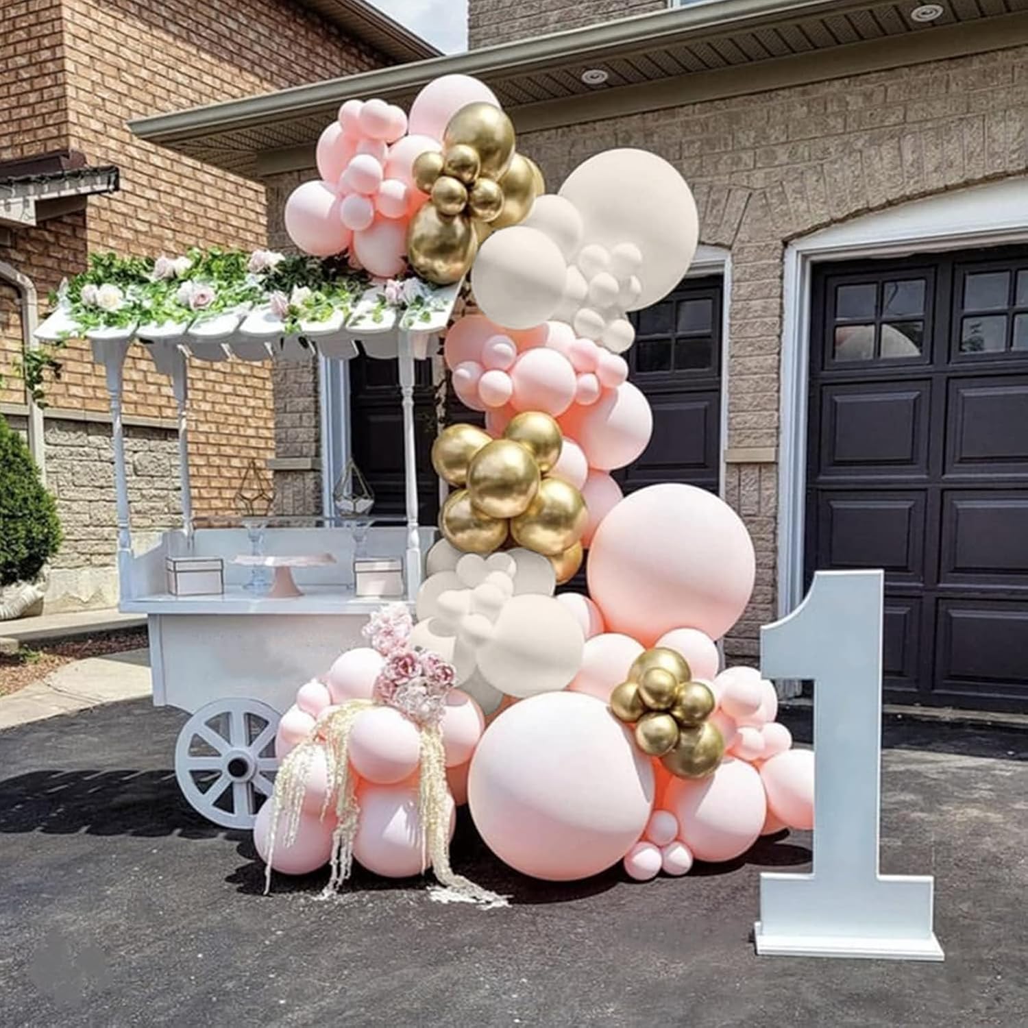 Skiennix Pink Beige Gold Balloon Garland Arch Kit - 109 Pieces Blush Pastel Balloons for Birthday & Wedding Decor