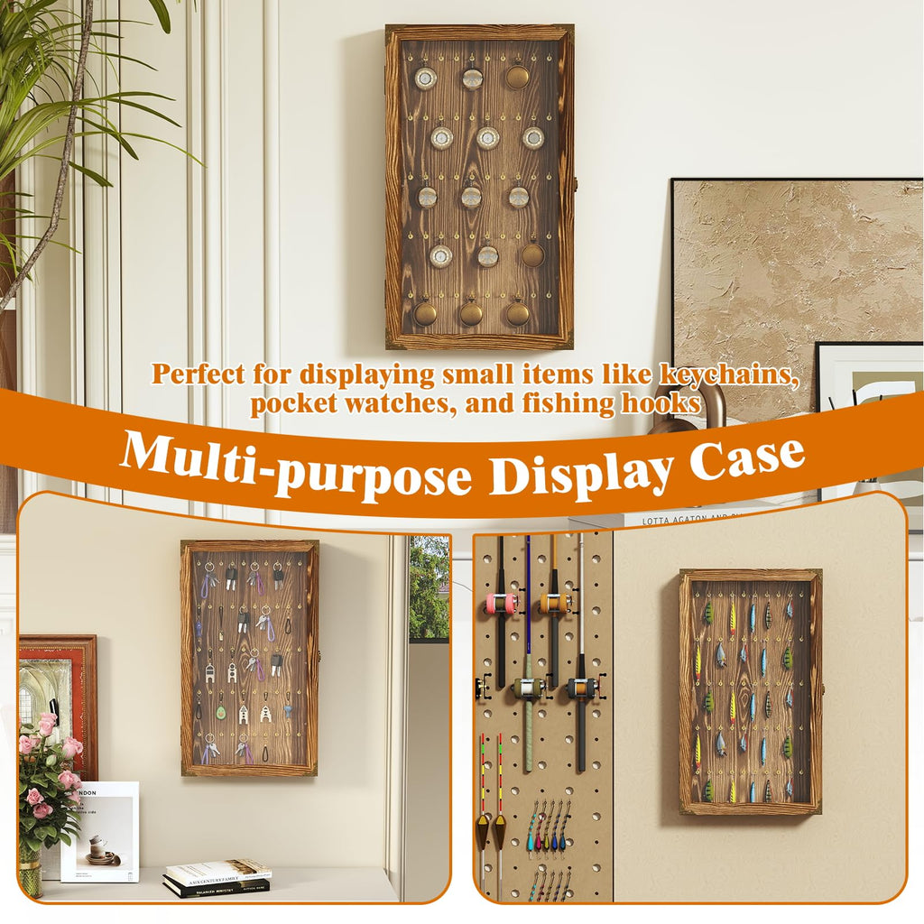 bimiti Wall-Mounted Keychain Display Case - 5-Tier Organizer Shelf for Large Capacity Storage, Perfect for Pocket Watches, Fishing Lures, Collectibles & Home/Office Decor