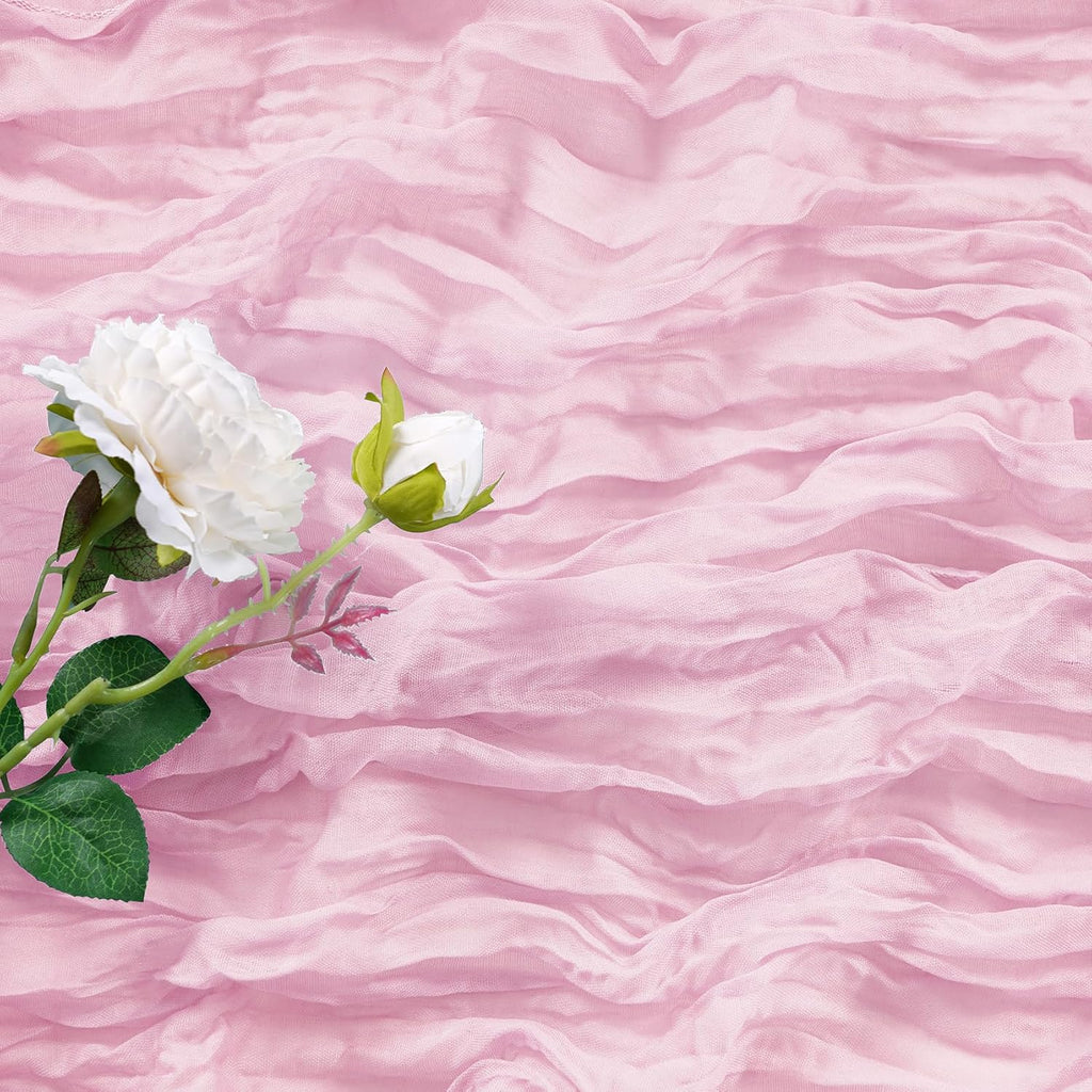 Skiennix 15-Pack Pink Cheesecloth Table Runners - 9FT Rustic Sheer Gauze for Weddings & Events | 17x108 Inch