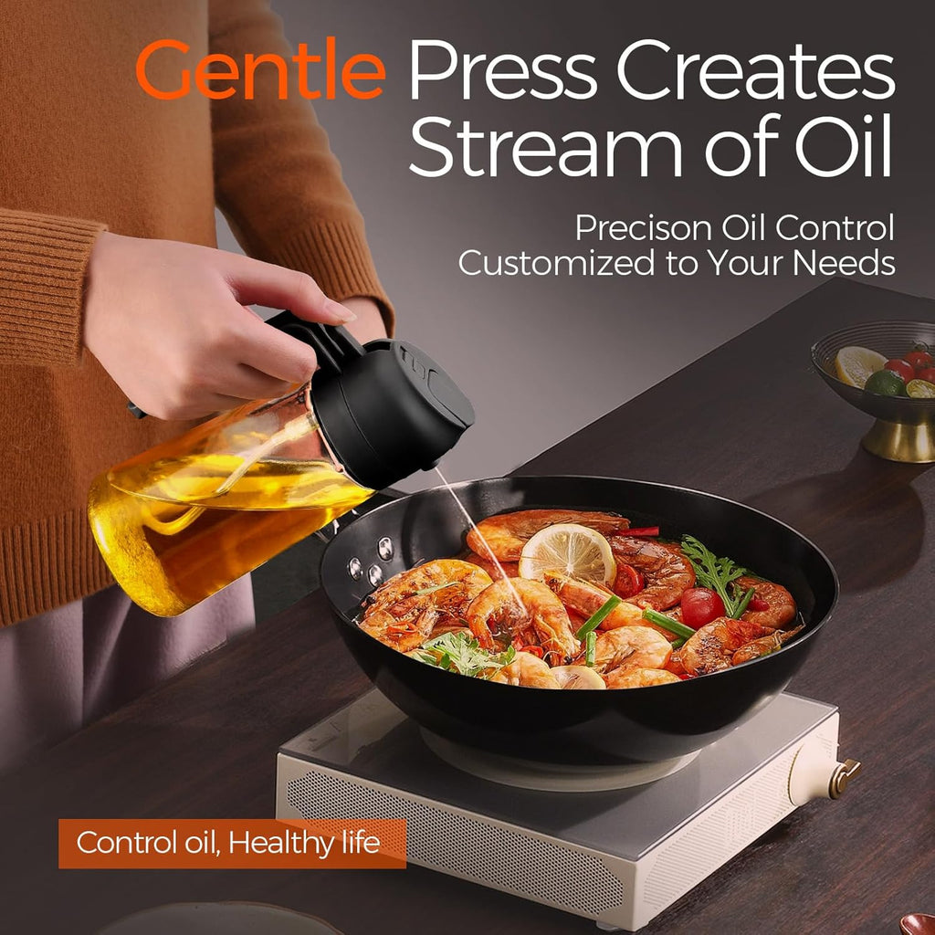 YARRAMATE Glass Olive Oil Sprayer - 16oz with 10 Color Labels - Sleek Black Design