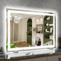 ROLOVE 32x 22 Inch Large Lighted Vanity Mirror with Dimmable 3 Modes, LED Makeup Mirror for Bathroom ＆ Dressing Room, Tabletop or Wall-Mounted, White