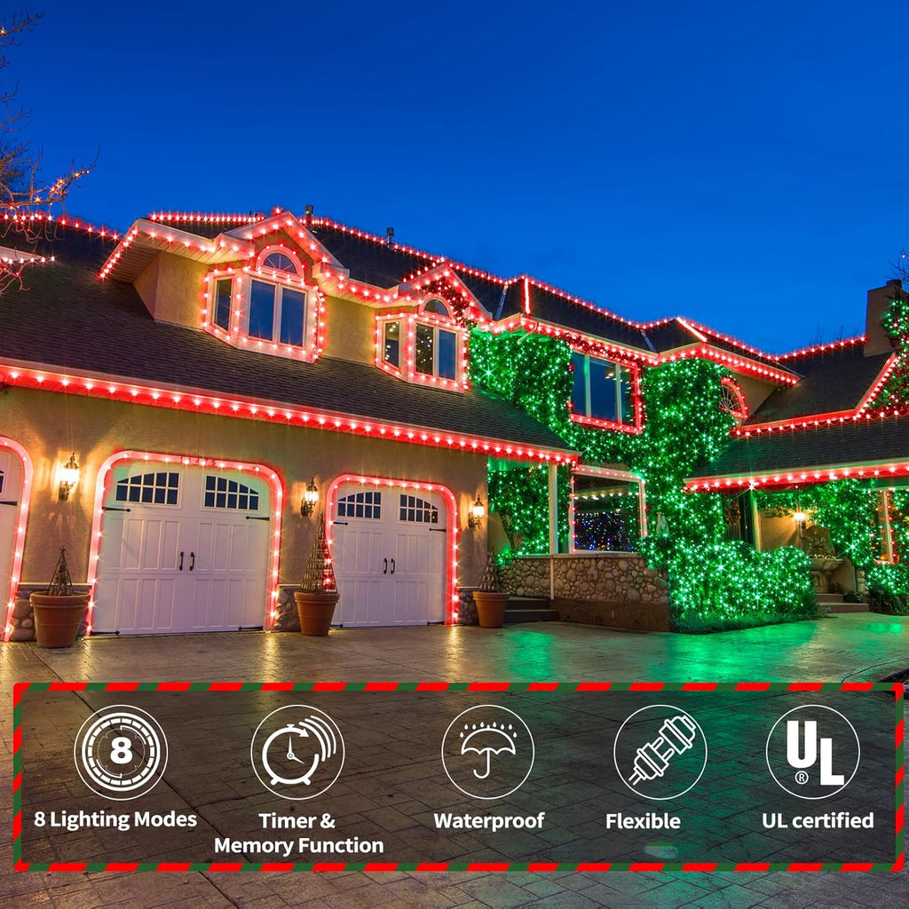 Skiennix 200ft LED Rope Lights - 1440 Flexible Tube Lights with 8 Modes | Waterproof Outdoor & Indoor Decoration (Red)