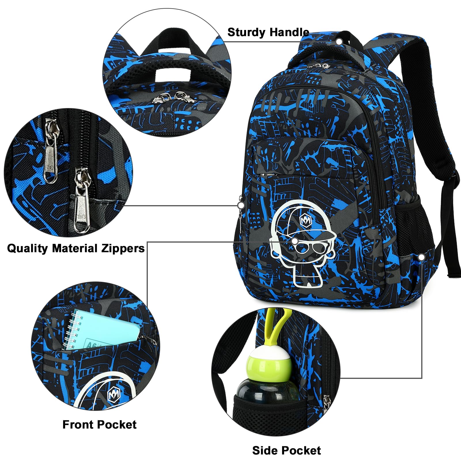 LEDAOU School Backpack for Boys Girls Kids Bookbag Elementary Primary Middle School Bag Travel Back Pack for Ages 6-14