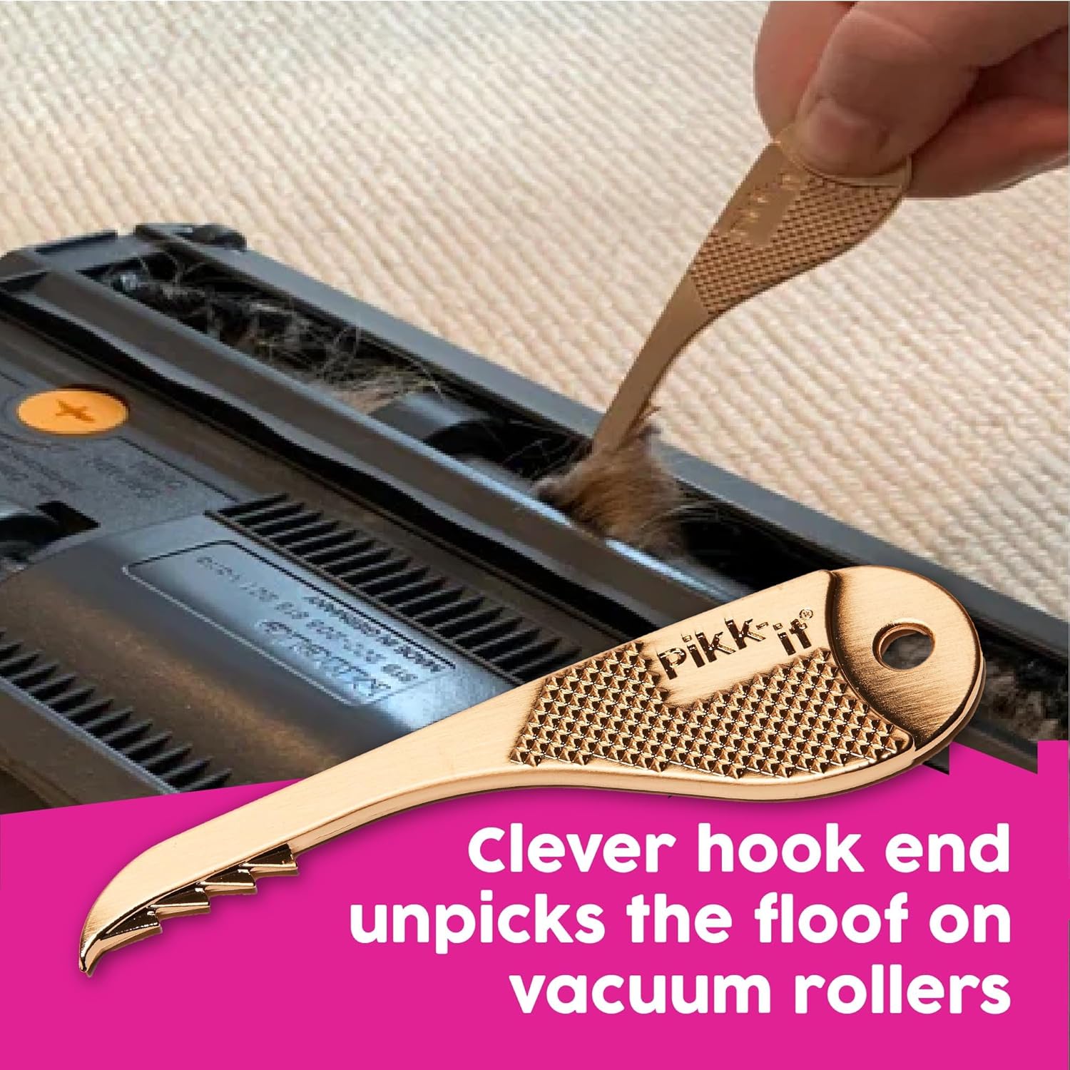 Pikk-it Vacuum Hair Brush Cleaner Tool - Effortlessly Removes Pet & Human Hair | Single/Twin Pack