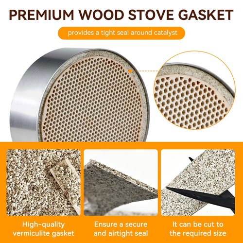 Dairrr Fuuu Wood Stove Expanding Gasket Replacement for Dutchwest Stove 6" Catalytic Combustor Part 2460 2461 2462, Replaces Castings Part 1203533A, 20" Long x 2" Wide, 1 Pack