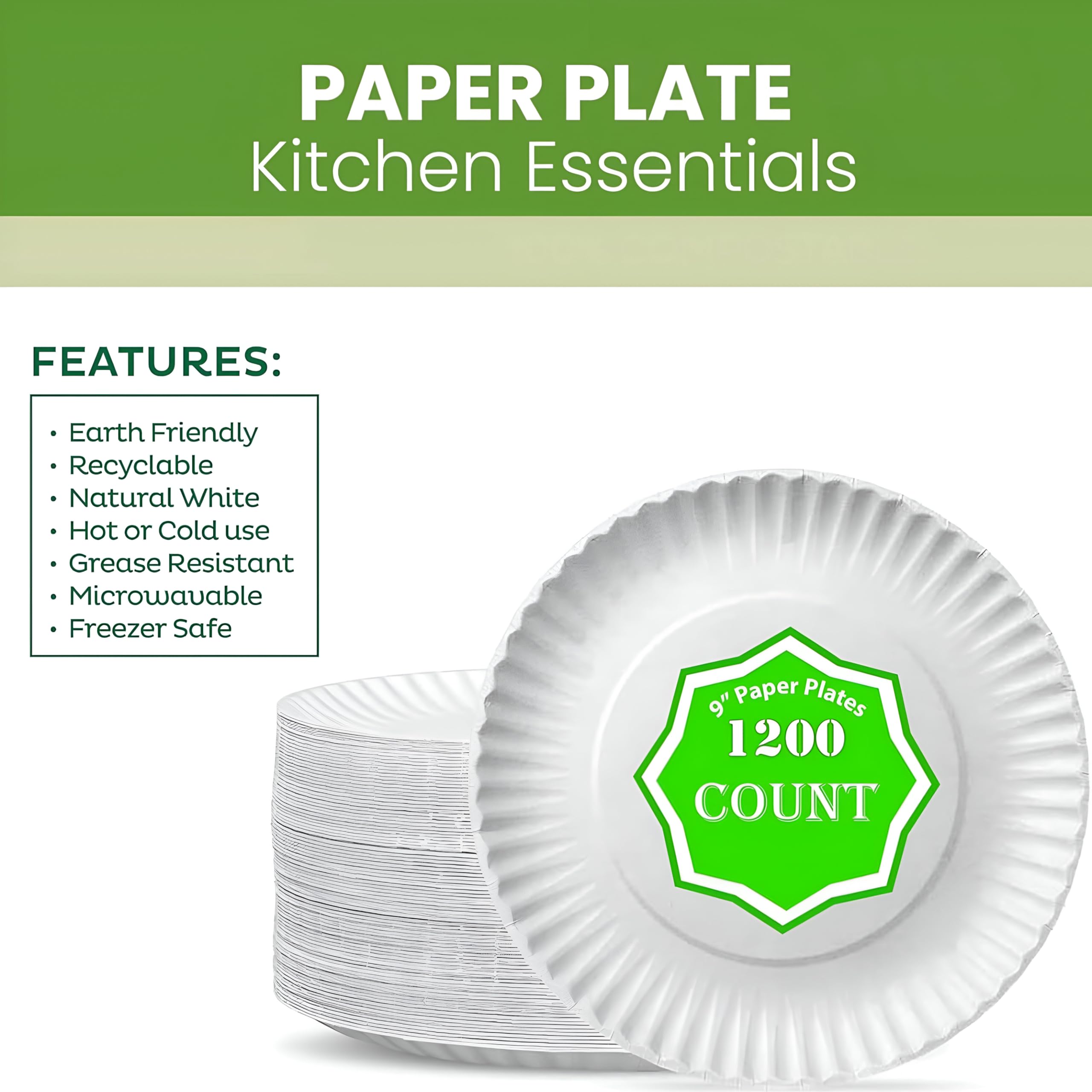 Perfect Stix 9" Paper Plates- Case of 1,200ct, White