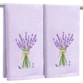 SmoothNovelty 2 Pcs Lavender Hand Towels Purple Bathroom Decor 14x29 Inch Embroidered 100% Cotton Soft Absorbent Spring Summer Decorative Hand Towels for Bathroom Kitchen