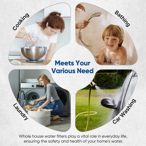 PUREPLUS 5 Micron 4.5"x 10" Whole House Water Filter Combo Kit with Sediment& Carbon, and Iron Reduce Filter, Replacement for GE FXHTC, GXWH40L, GXWH35F, GNWH38S, RFC-BBSA, WRC25HD, RFC-BB, 1PACK